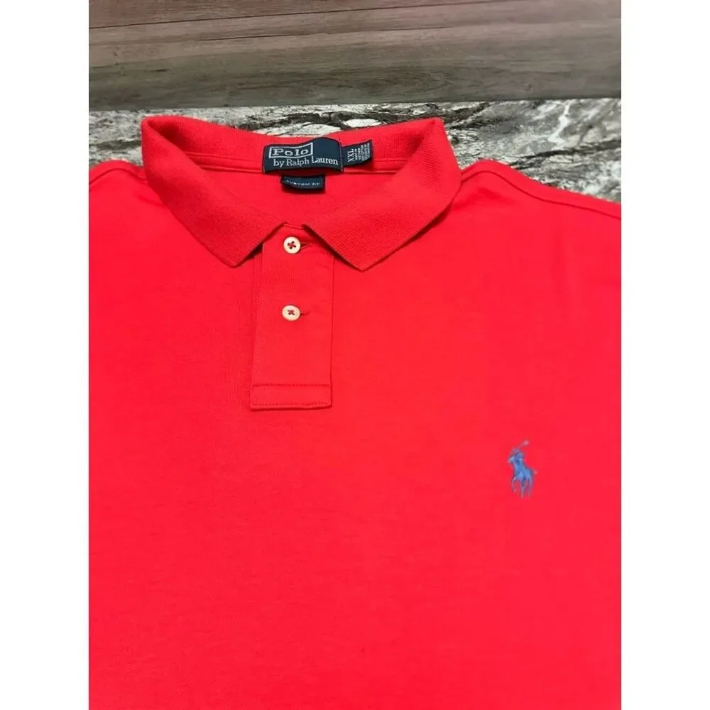 Ralph Lauren Red Polo Shirt with Blue Logo XXL